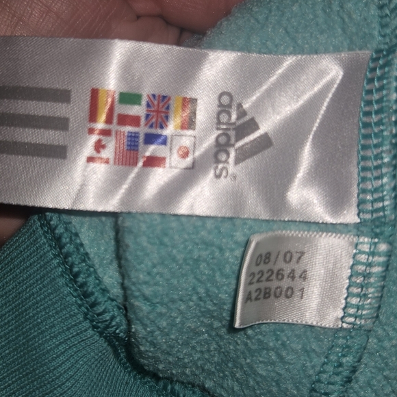 ADIDAS Hoodie Green 3 Stripes Hooded Pullover Sweatshirt Women's sz M - Picture 6 of 10